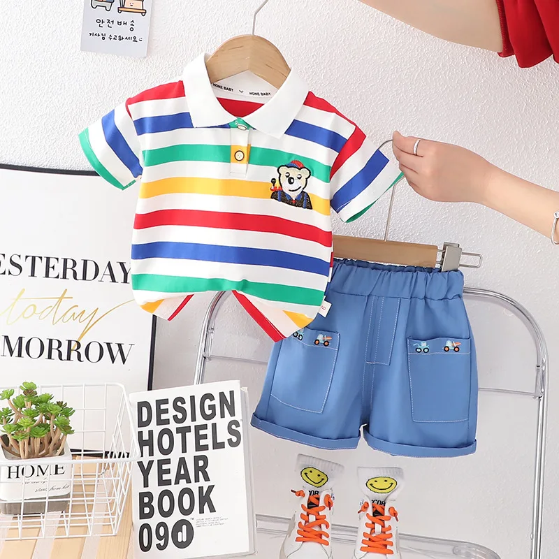 New Summer Baby Girl Clothes Suit Children Boys Fashion Striped T-Shirt Shorts 2Pcs/Sets Toddler Casual Costume Kids Tracksuits