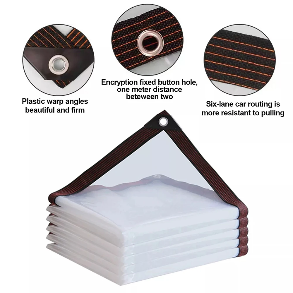 مشمع من الفينيل الشفاف المقاوم للعوامل الجوية مع خياطة مزدوجة وحواف معززة للحماية طويلة الأمد في الخارج