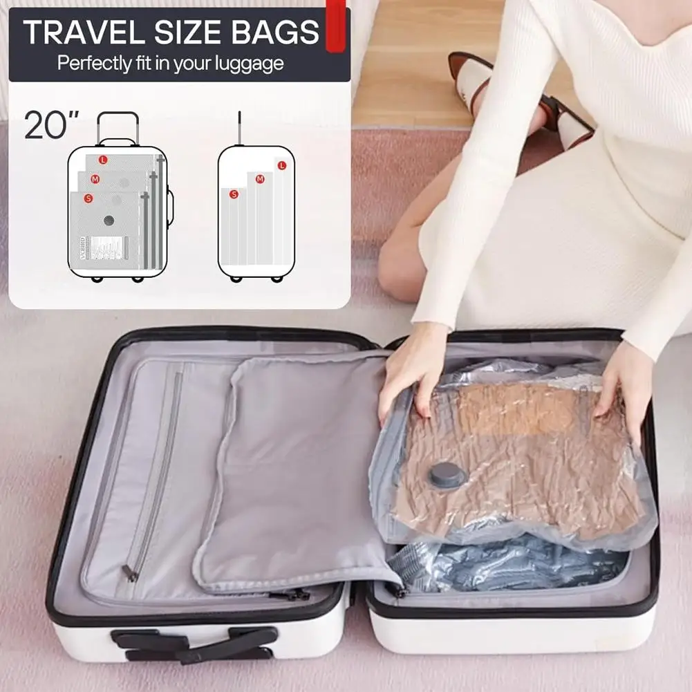 9 حزمة أكياس تخزين فراغ جامبو أكياس تخزين موفر للمساحة مع مضخة يدوية للفراش ألحان السفر البطانيات الملابس N2C9 #2