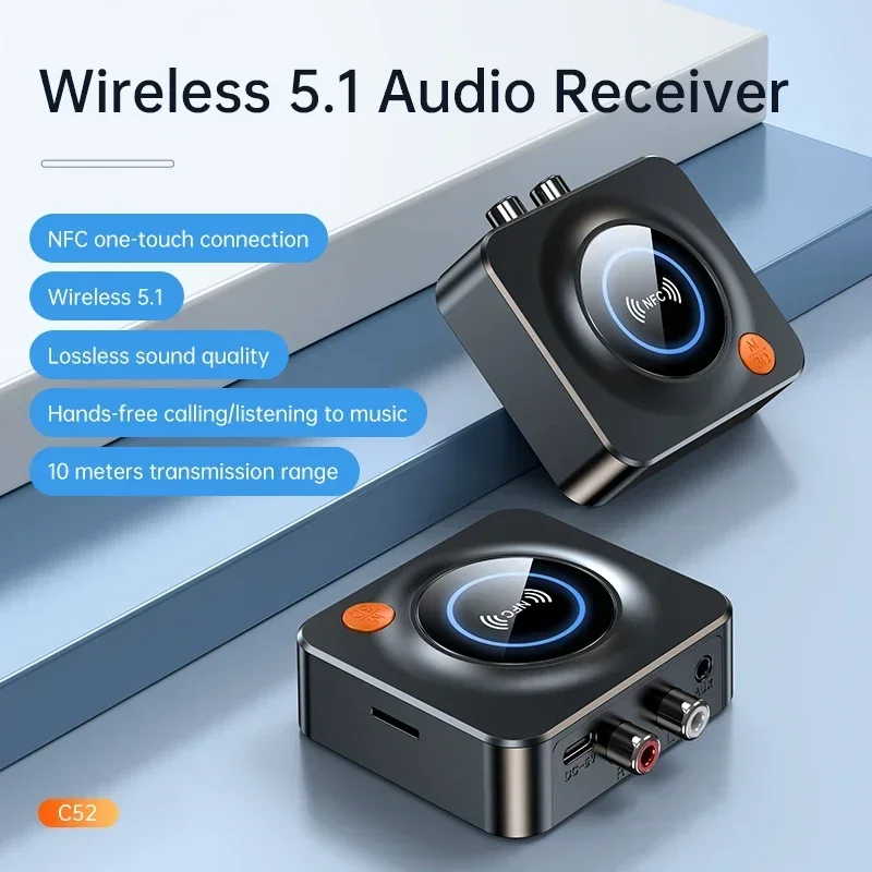 

New NFC Bluetooth 5.1 Receiver Car NFC Stereo AUX 3.5mm Jack RCA Optical Bluetooth Audio Wireless Adapter TV Wireless Car kit