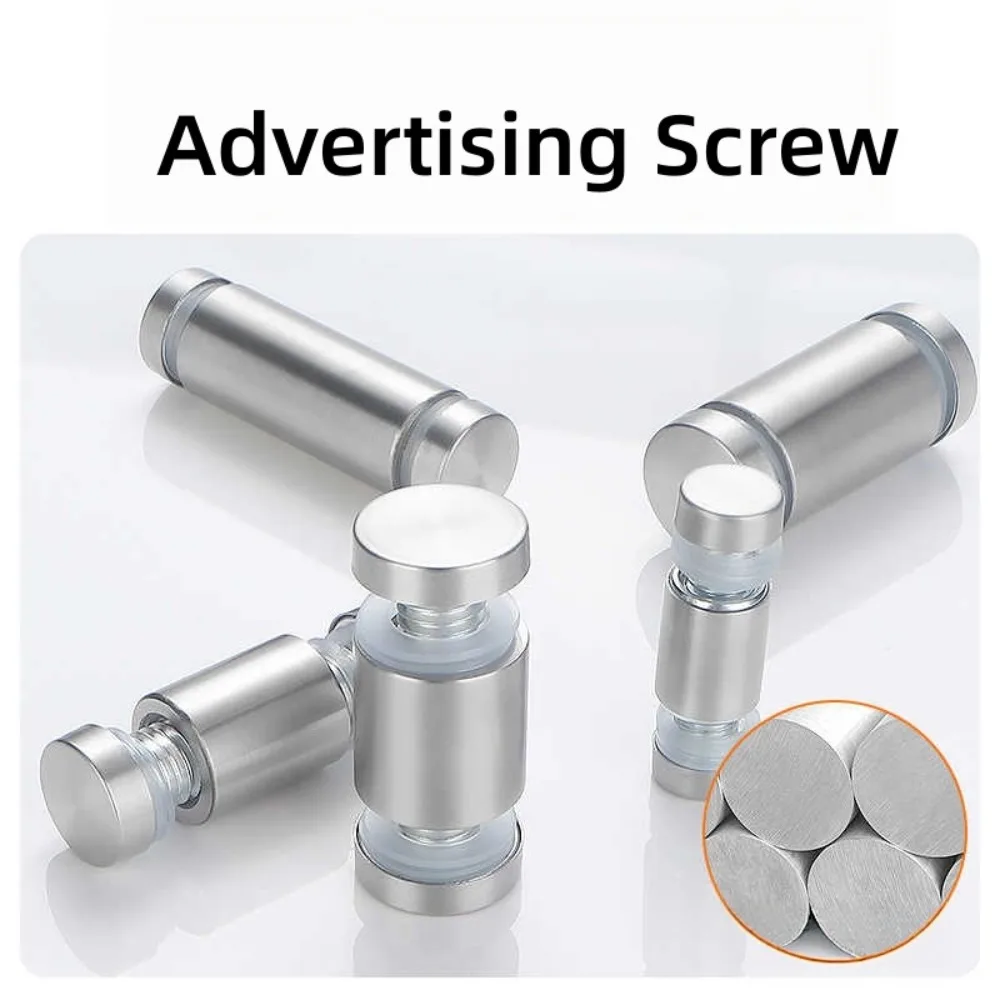 Silver Stainless Steel Double Head Standoff Screws Glass Sign Fixing Bolts Advertising Board Bracket Nails  Dia 12mm 16mm 19mm
