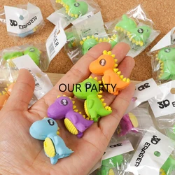 10Pcs Cartoon Jungle Dinosaur Theme Eraser Stationery Gift for Kids Birthday Party Favors Kindergarten Reward Pinata Fillers