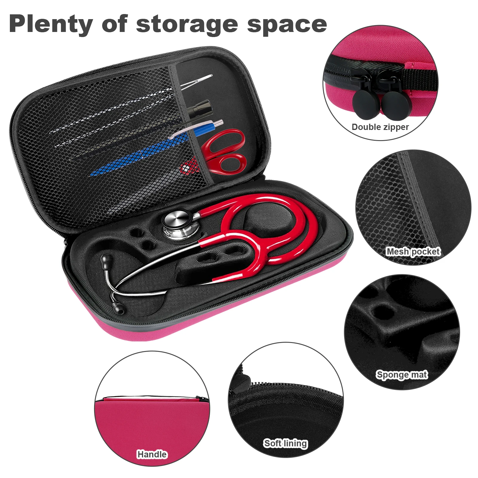 Stethoscope Case Portable Shockproof Stethoscope Storage Bag Built-in Mesh Bag for Littmann Cardiology III Medical Organizer