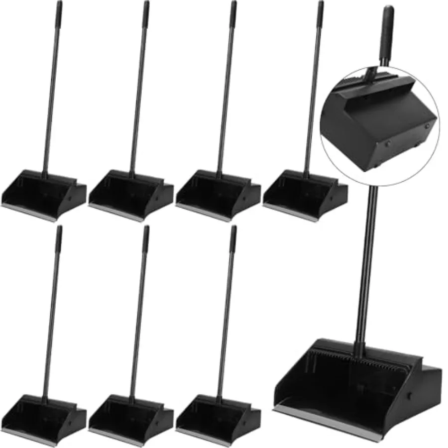 Pcs Dust Pans with Long Handle Set 36.6 Inch Commercial Dust Pan with Comb Large Plastic Stand up DustPans for Outdoor Indoor R