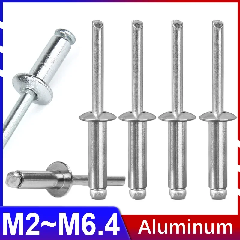 Aluminum Round Head Rivet Pull M2 M2.4 M2.8 M3 M3.2 M3.6 M4 M5 M6 M6.4 Anchor Dome Head Blind Steel Shank Mandrel Exhaust Rivet