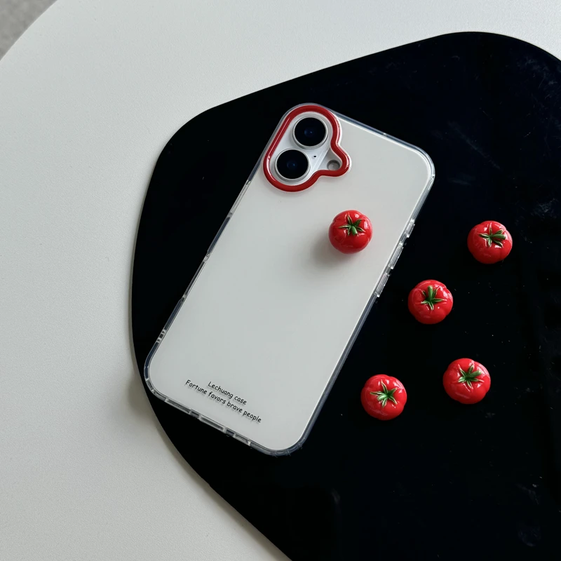 الكورية الحد الأدنى الإنجليزية ثلاثية الأبعاد الطماطم الحمراء لطيف قضية الهاتف آيفون 17 الهواء 16 15 14 13 12 11 برو ماكس زائد Y2K المتخصصة غطاء بسيط