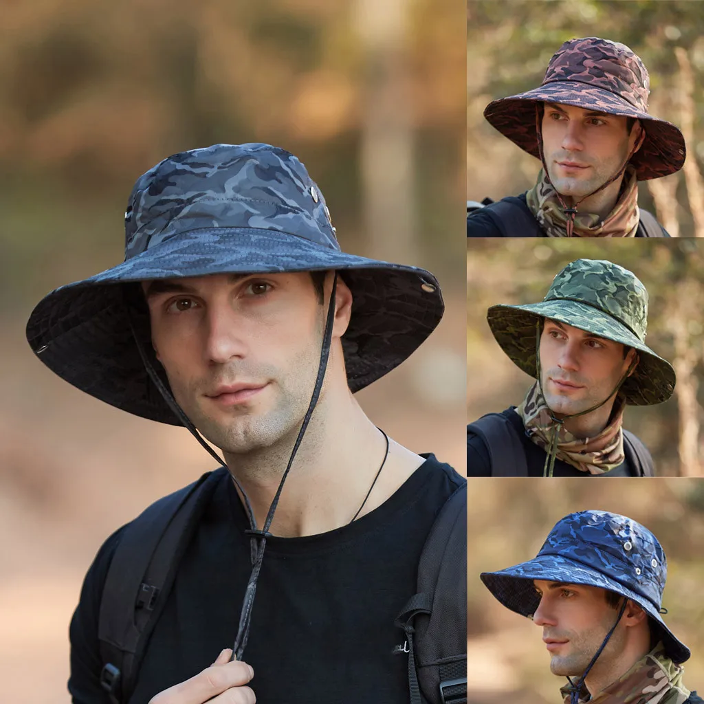 Men's Bucket Hat Outdoor Breathable Sunbonnet - Drawstring