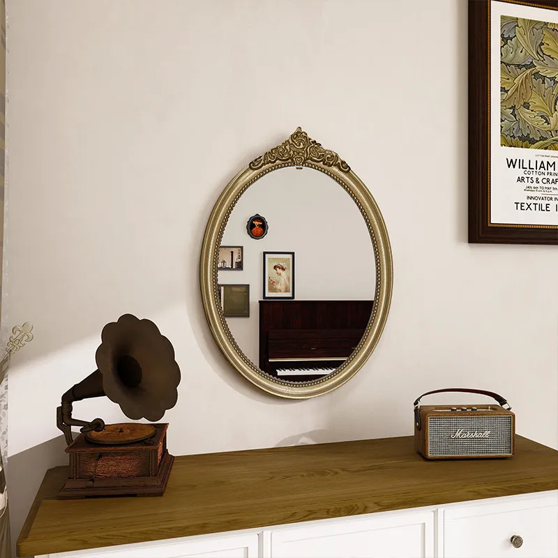 Luxury Vintage Mirror Decoration Living Room Vanity Funky Aesthetic Nordic Makeup Mirror Oval Hanging Espelhos Home Products