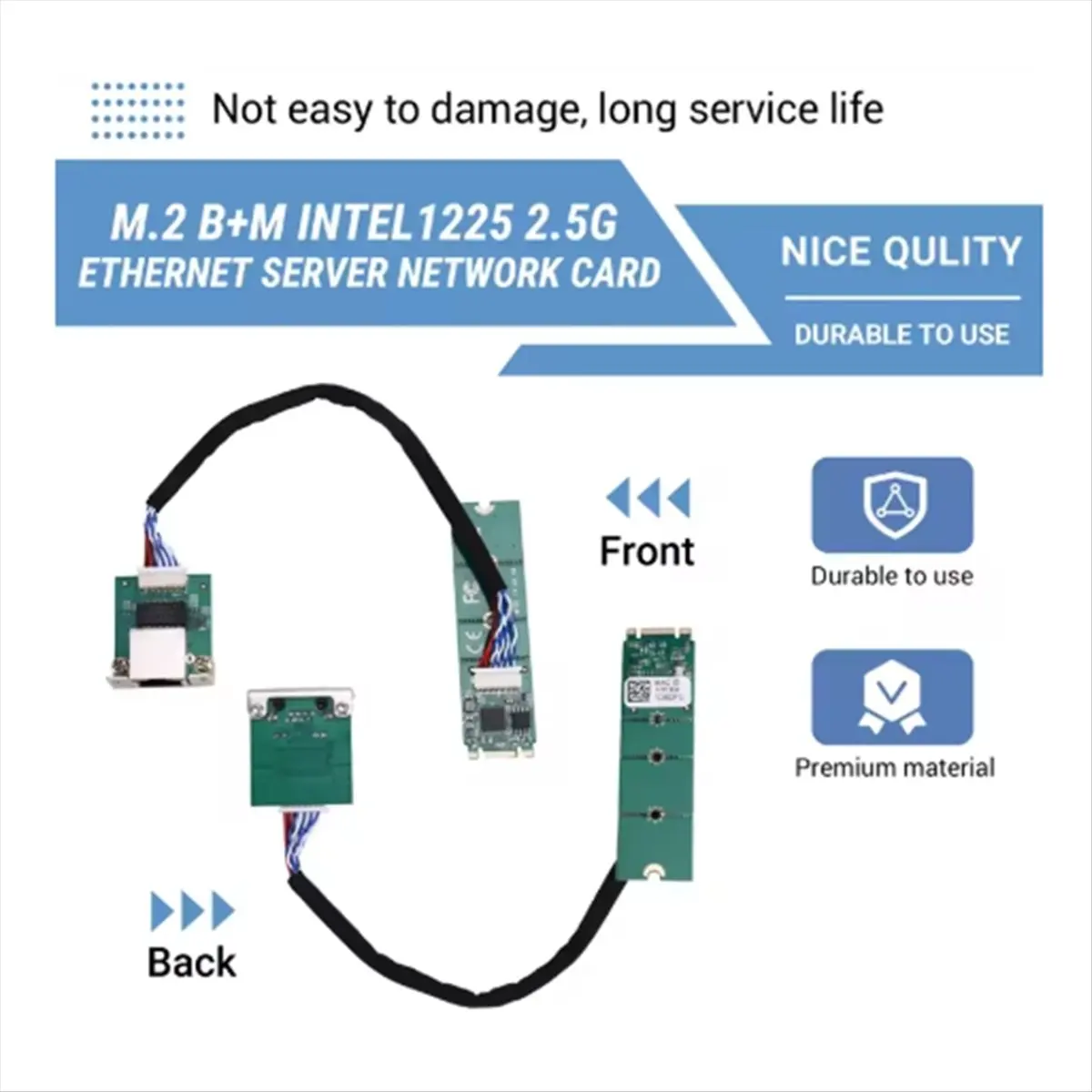 M. 2 B+M KEY to Single Port 2.5G Copper Cable Industrial Control Server Wired Network Card I225V B3 Ethernet