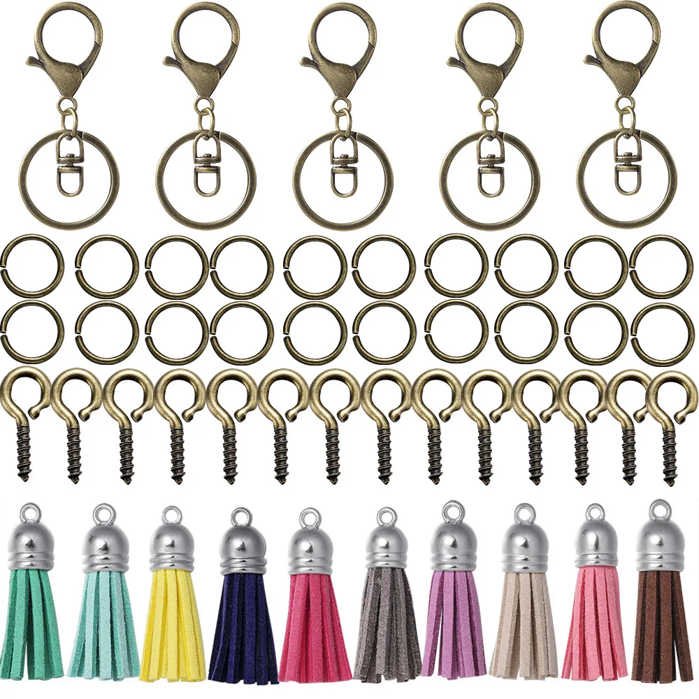 Accessory Material Bag Fringe Key Chain Set Set Diy Key Chain Pendant Open Ring Material Combination Accessories