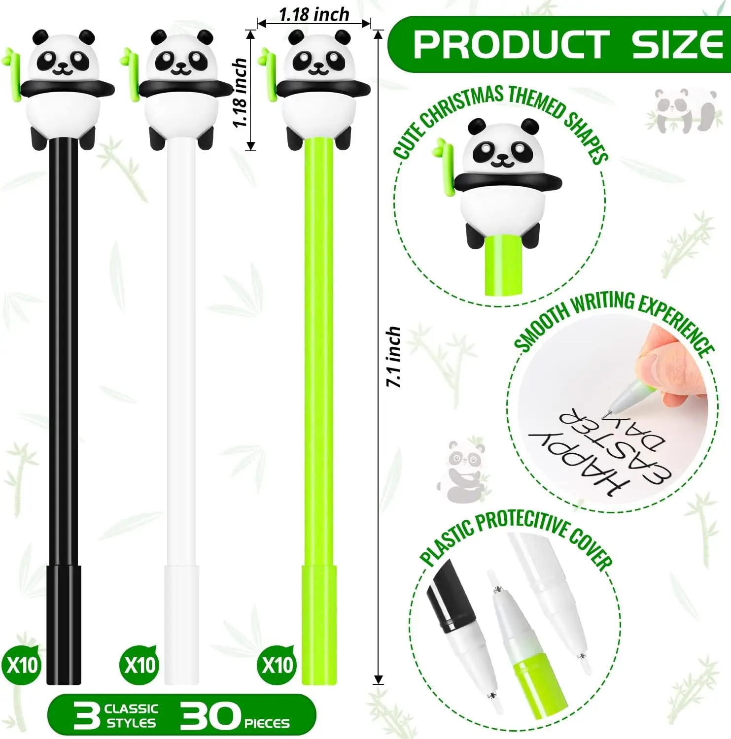 150 Pcs Kids Animal Cartoon Panda Gel Ink Pens 0.5 Mm Black Ink Pens School Office Home Student Teacher Girls Boys Gift