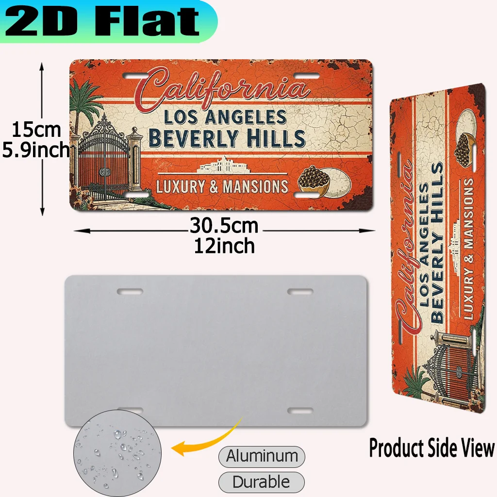 2D Flat - 【2D Flat】 2D Flat - [2D Flat] A Vintage Aluminum Sign (30.48X15.24 cm) from Beverly Hills, Los Angeles, California, De