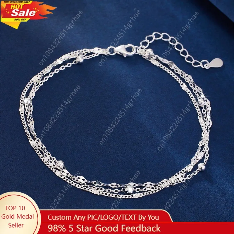 

925 Sterling Silver Beads Bracelets for Women Luxury Korean MultiLayer Adjustable Chain Bracelets Party Fine Jewelry Gifts