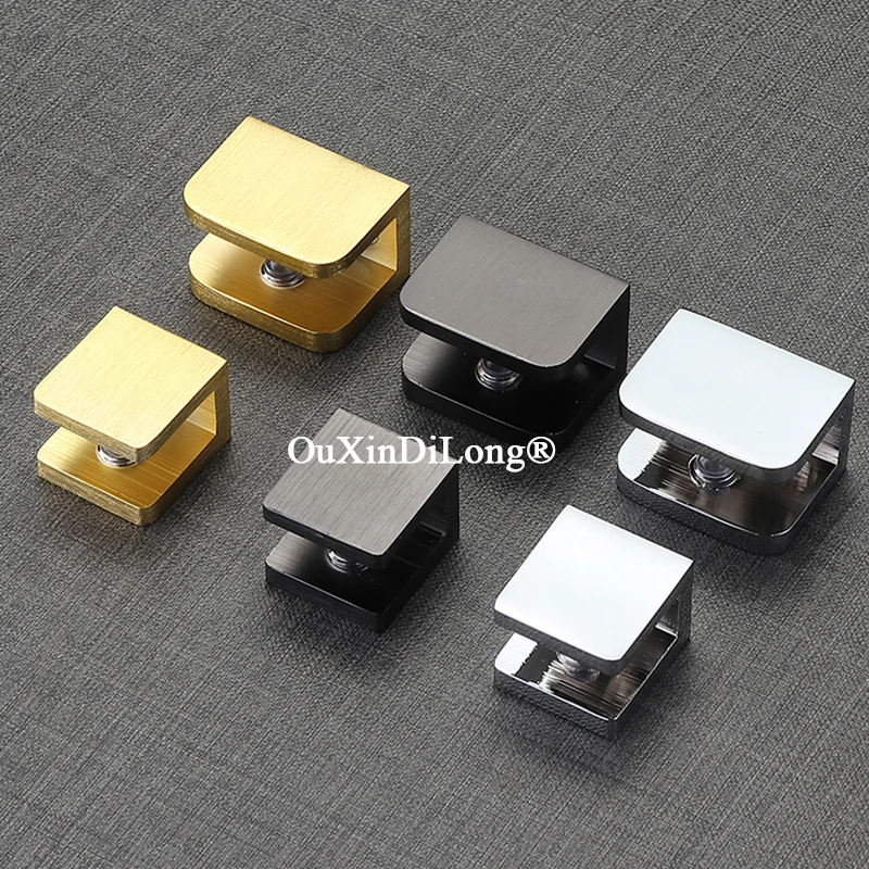 

New Arrival 6PCS Solid Pure Brass Thicken Glass Clamps Acrylic Board Glass Fixed Holder Brackets for 5~12mm No Drilling