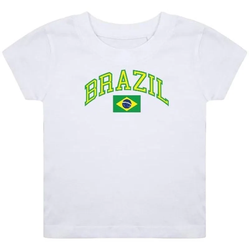 

Brazil Letter Graphic Women's T-shirt Aesthetic 90s Crop Tops Summer Short Sleeve Tees Kpop Streetwear Harajuku Y2K Clothing