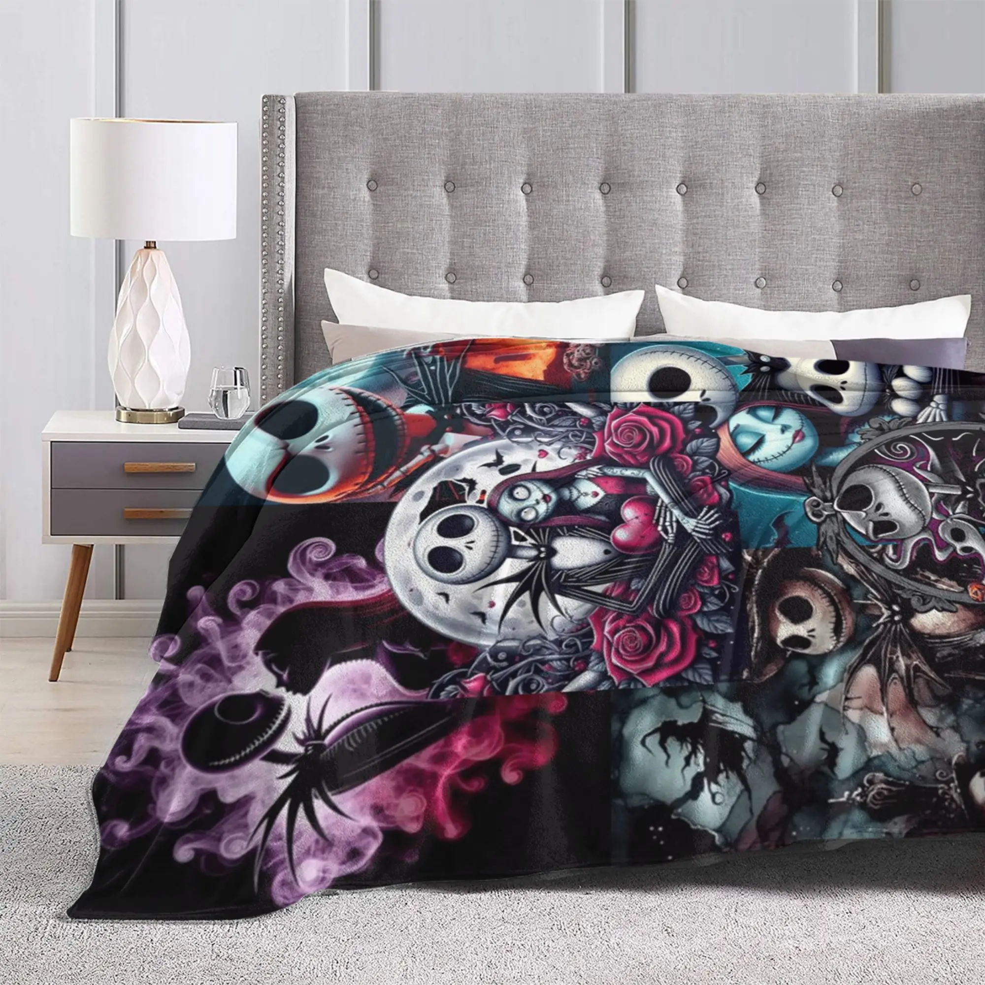 كابوس قبل عيد الميلاد جاك الفانيلا البطانيات الشتاء سوبر الدافئة رمي بطانية للطفل طباعة المفرش أريكة غطاء سرير #3