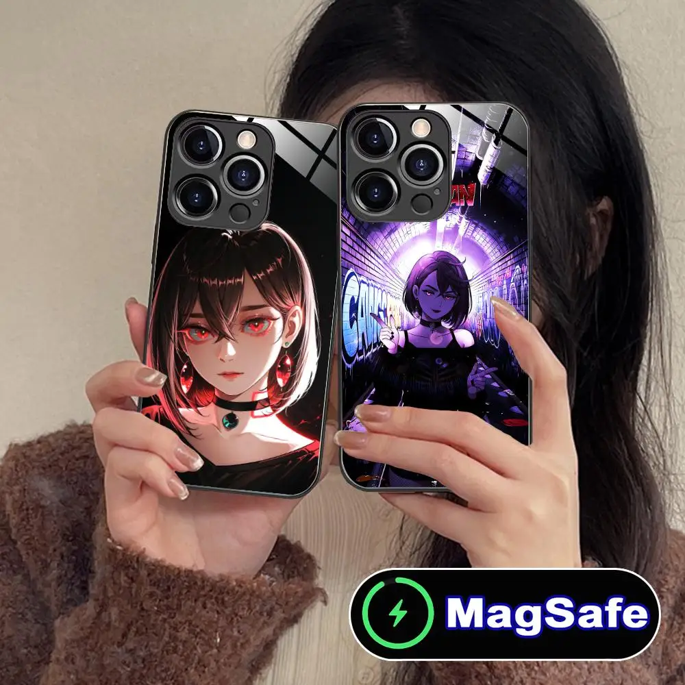 

Dandadan Ayase Momo Phone Case for iPhone 16 15 14 13 12 11 Pro Max Plus Mini MagSafe Glass Colour Protective Luxury Pretty