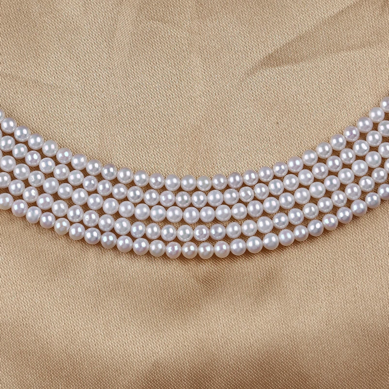 

3-3.5mm AA natural white real loose freshwater round pearl beads strand