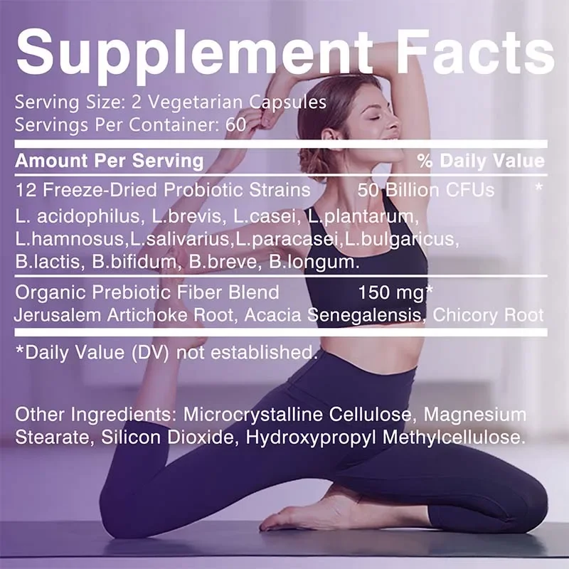 

Probiotics + 50 Billion - Daily Supplement for Digestive, Gut Health, Gas & Bloating Relief