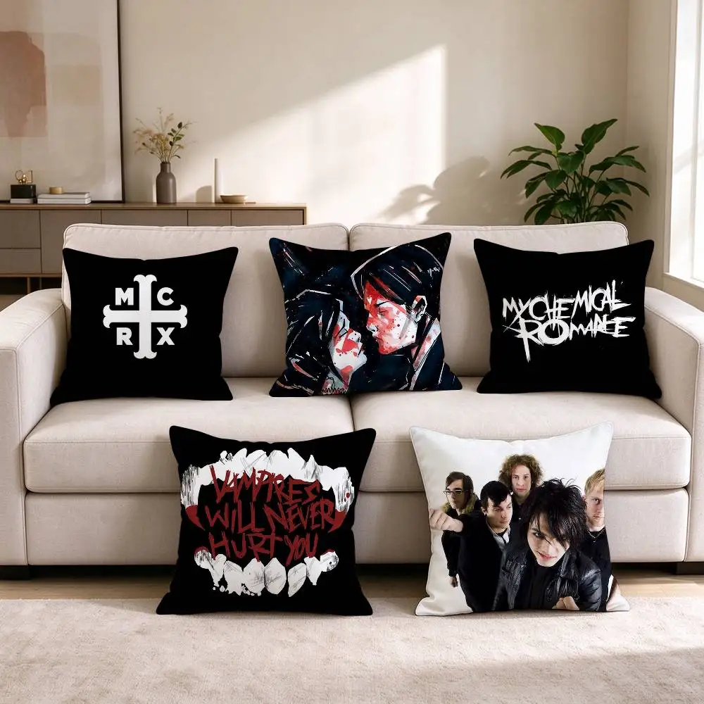 M-My Chemical R-Romance Rock Band  Pillow Case Square Double-Sided Sofa Cushion Cover Bedroom Bedside Pillow