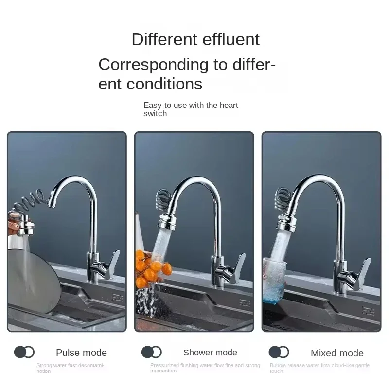 New 3 Modes Sink Faucet 360 Degree Rotation Filter Extension Tube Shower Water Saving Tap Universal Kitchen Gadgets Accessories view 4