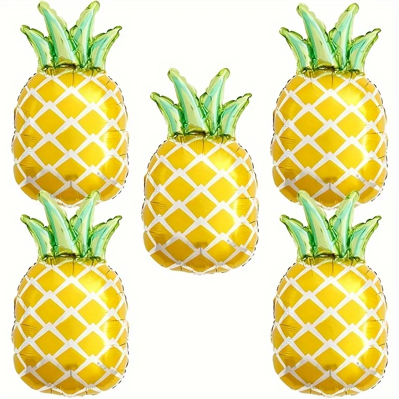 5pcs 30inch Giant Pineapple Balloon Decoration - Used For Pineapple Party Decoration, Hawaii Party Decoration