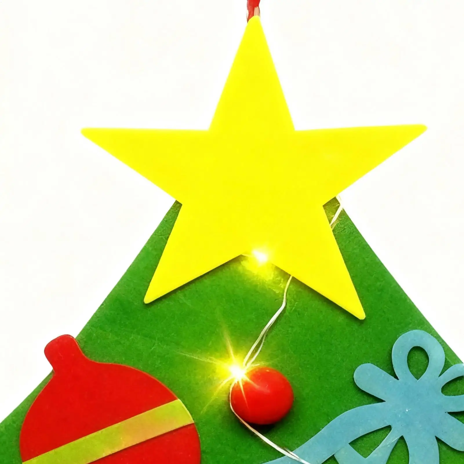 Filcowa choinka dla dzieci 100 cm z oświetleniem LED, zabawka do rękodzieła, choinka świąteczna dla maluchów, niemowląt, do klasy, domu.
