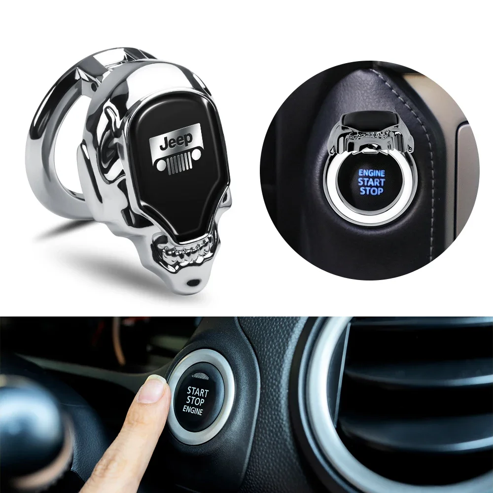 

Zinc Alloy Car One-Click Start Button Cover Car Interior Decoration Items for Jeep Compass Wrangler Grand Cherokee
