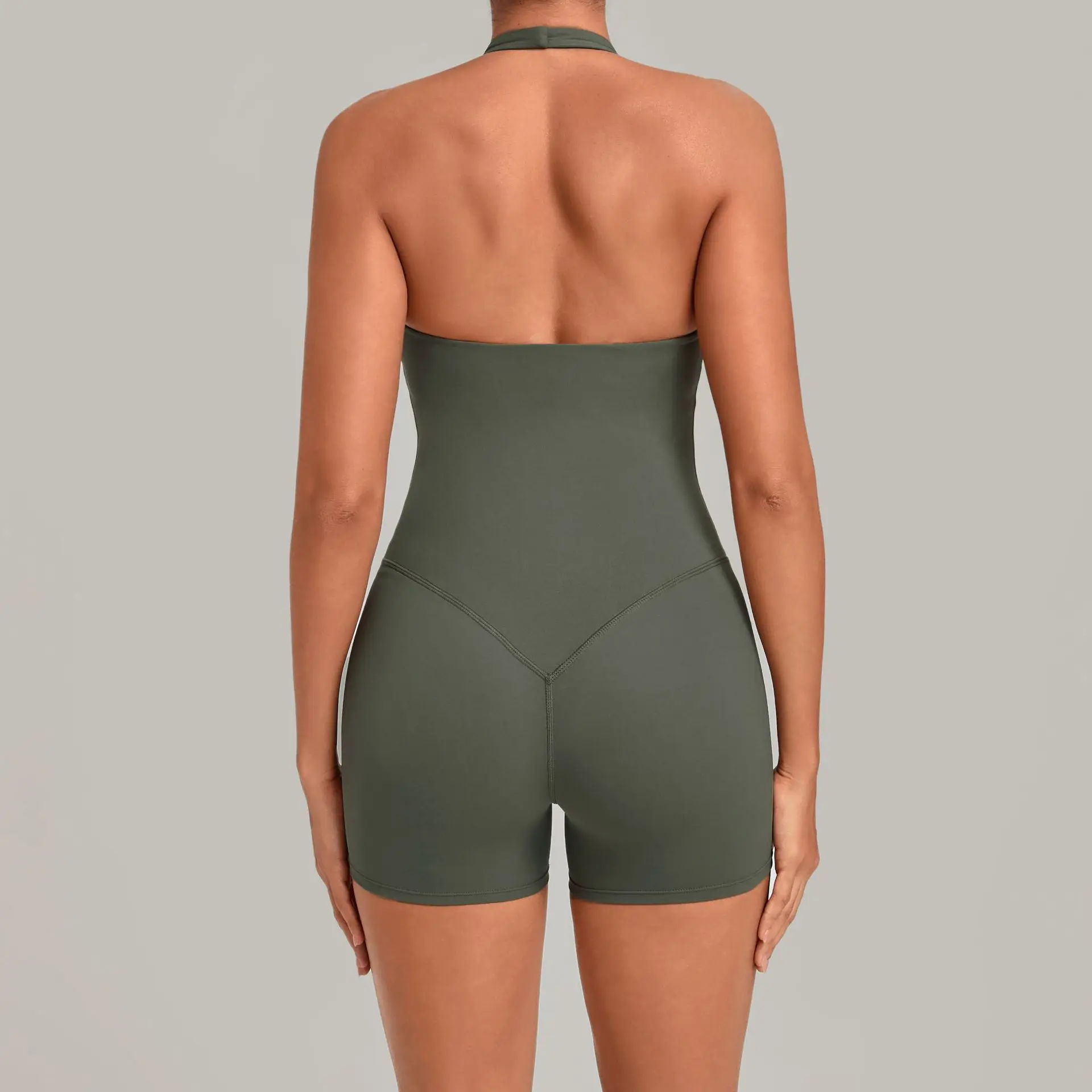 Women Backless Yoga Jumpsuit Workout Bodysuit Women Sexy Breathable Halter Fitness Bodysuits Casual Sport One-Piece Yoga Clothes