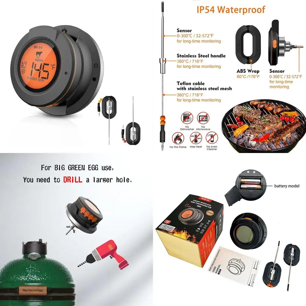 

Wireless BBQ Thermometer with 2 Probes - Perfect Gift for Grilling Enthusiasts