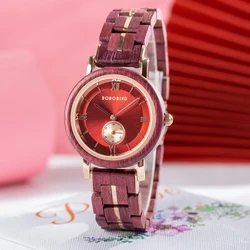 BOBO BIRD-reloj de madera para mujer, pulsera de cuarzo con movimiento japonés, grabado personalizado, caja de regalo personalizada