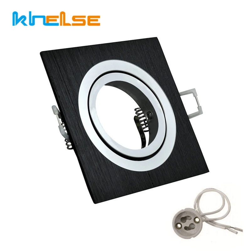 Recessed Square LED Ceiling Downlight Mounting Frame Adjustable Black/Silver GU10/MR16 Lamp Holder Backet Spot Lighting Fittings