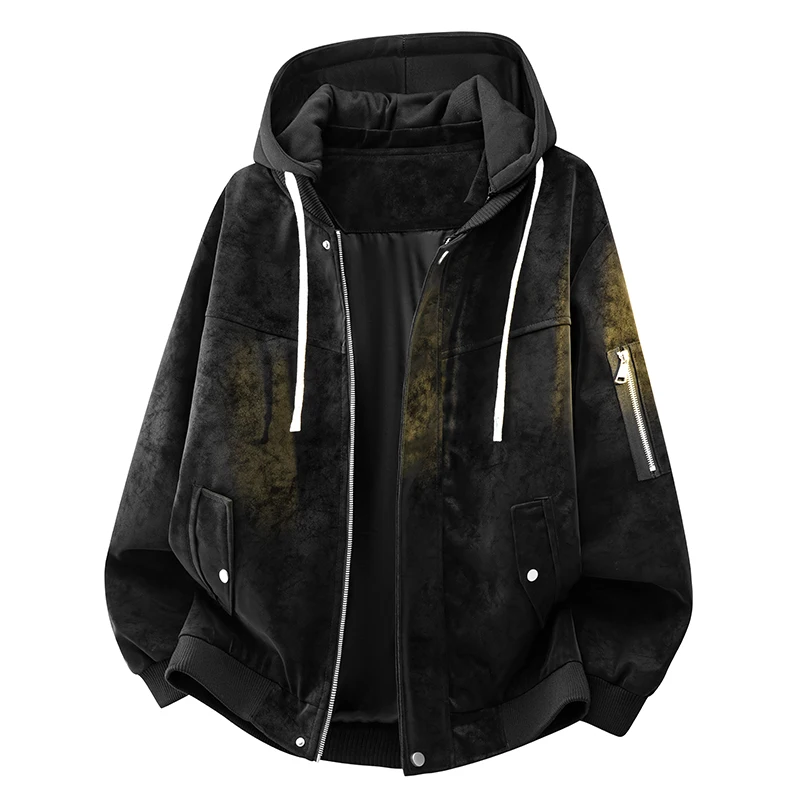 Hooded PU Leather Jacket, Men's Loose-Fit Stylish Casual Coat, Suitable for Multiple Occasions