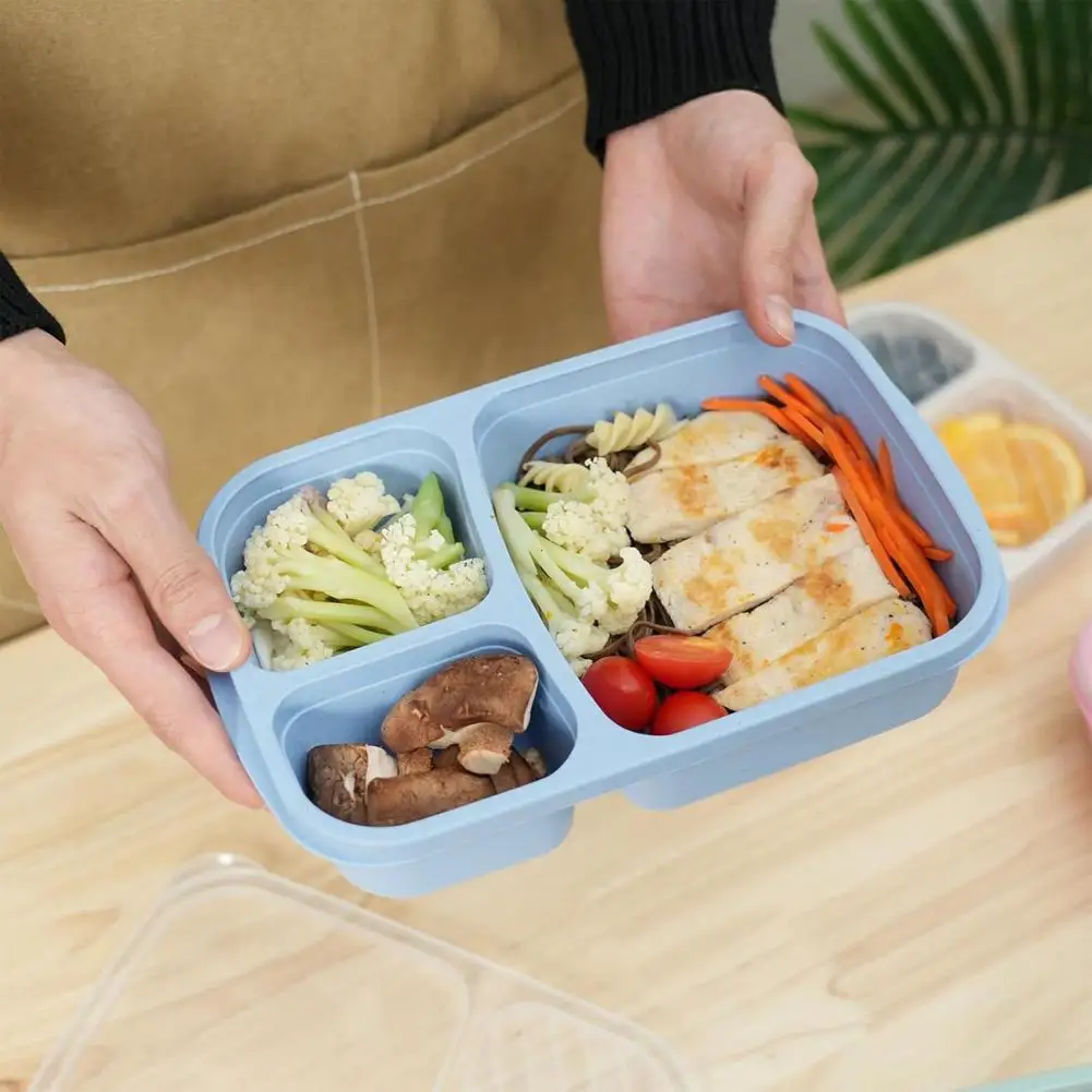 -free Lunch Box 4pcs Divided Lunch Box Set 4-compartment Snack Containers with Lids Reusable -free Meal Prep Food for Travel