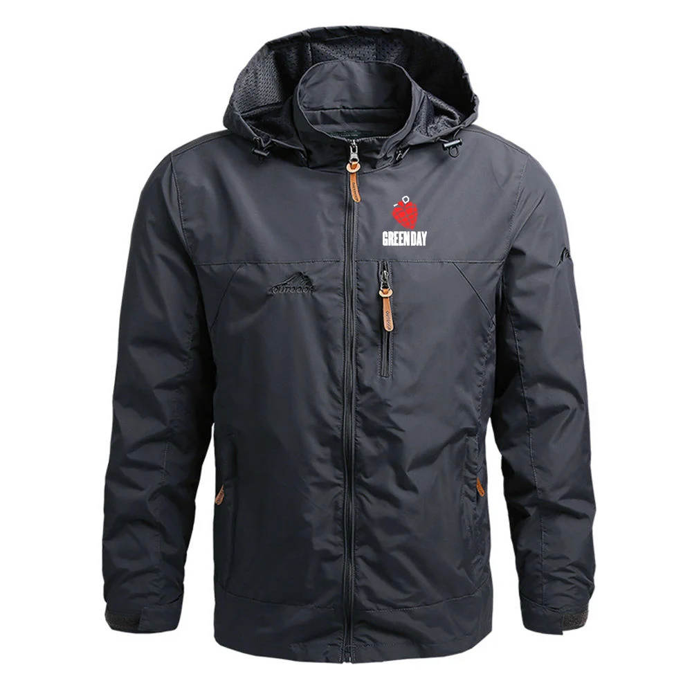 2026 Men's Convenient and Practical Jacket Spring And Autumn Green Day ' American Idiot Albuum Cover Logo Print Hooded Coat