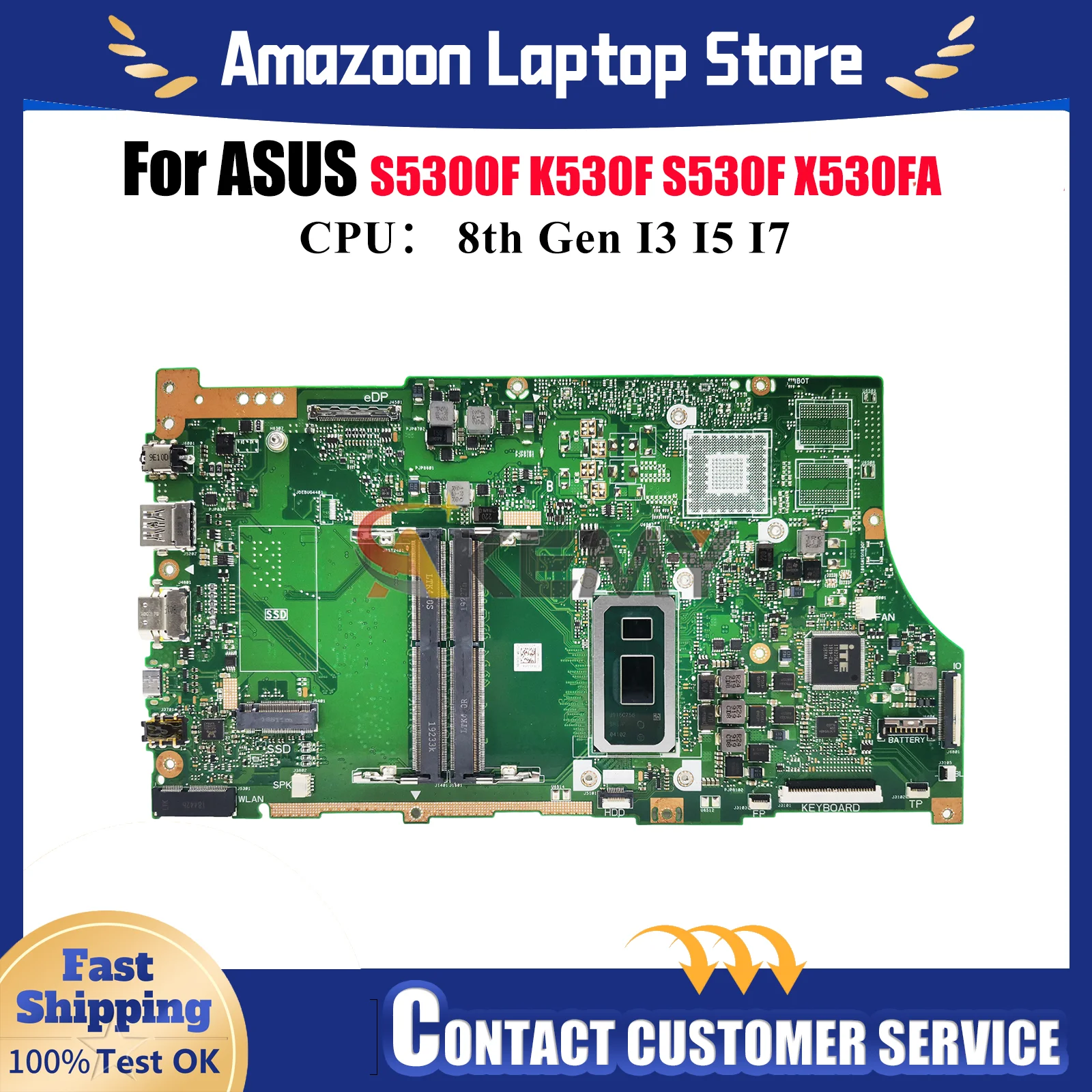 

X530FA Laptop Motherboard For ASUS VivoBook X530FA X530UN S5300F X530F X530UA S530F K530F X530FN Mainboard With I3 I5 I7 CPU stk