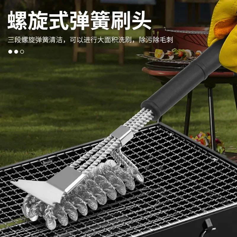 

Stainless Steel Cleaning Brush Kitchen Cleaning Tool Pot Bottom Decontamination Steel Wire Brush Oven BBQ Mesh Steel Wire Brush