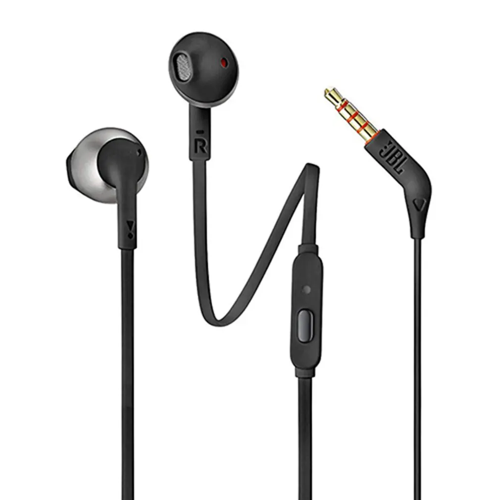 Headphones JBL Tune T205 Sports Earphone With Mic Wireless Half In-Ear Headset Bass Sports Music Wire-controlled Headphones