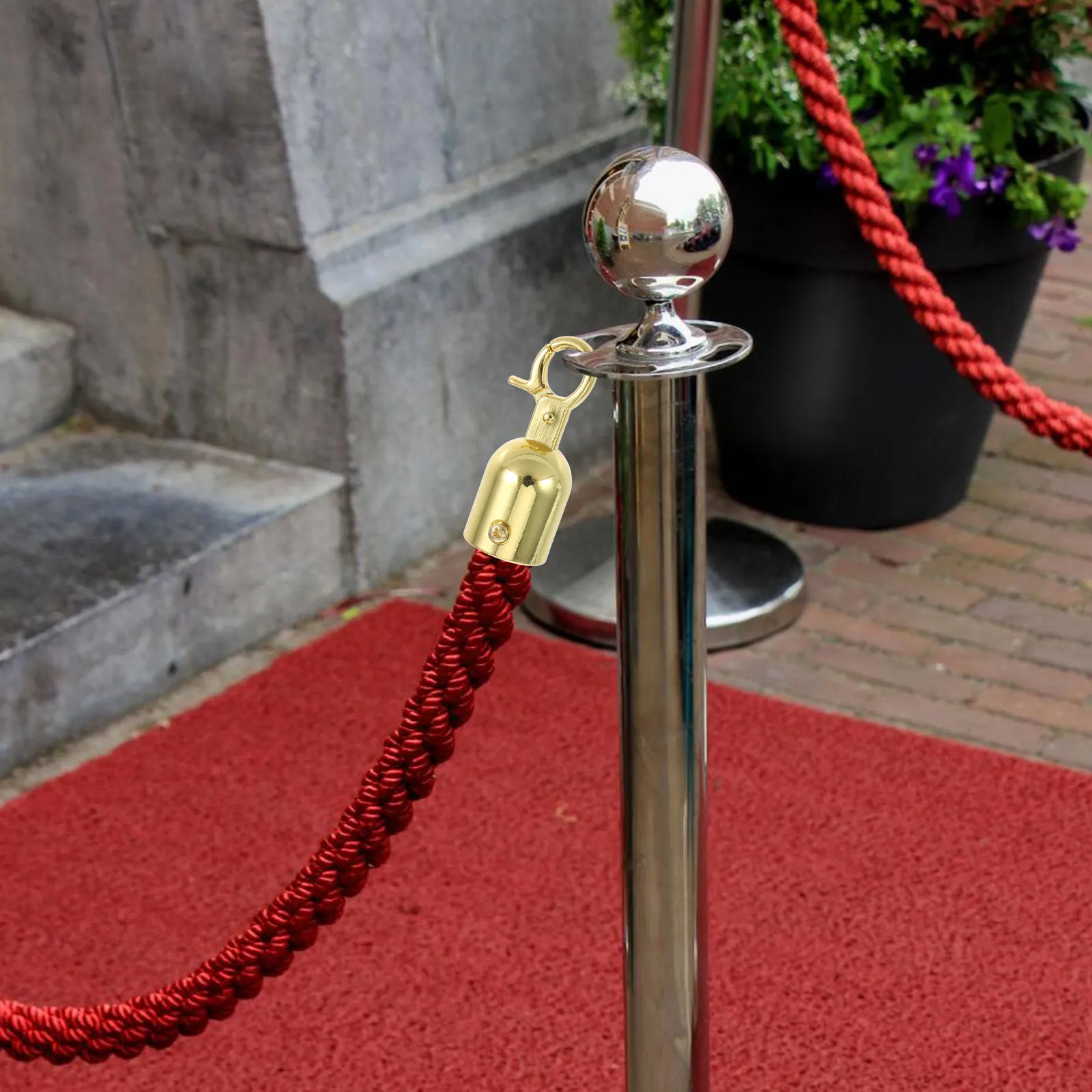 6Pcs Snap Hook Stanchion Rope Hook Barrier Rope End Crowd Control Queue Divider Accessories Cord End Caps