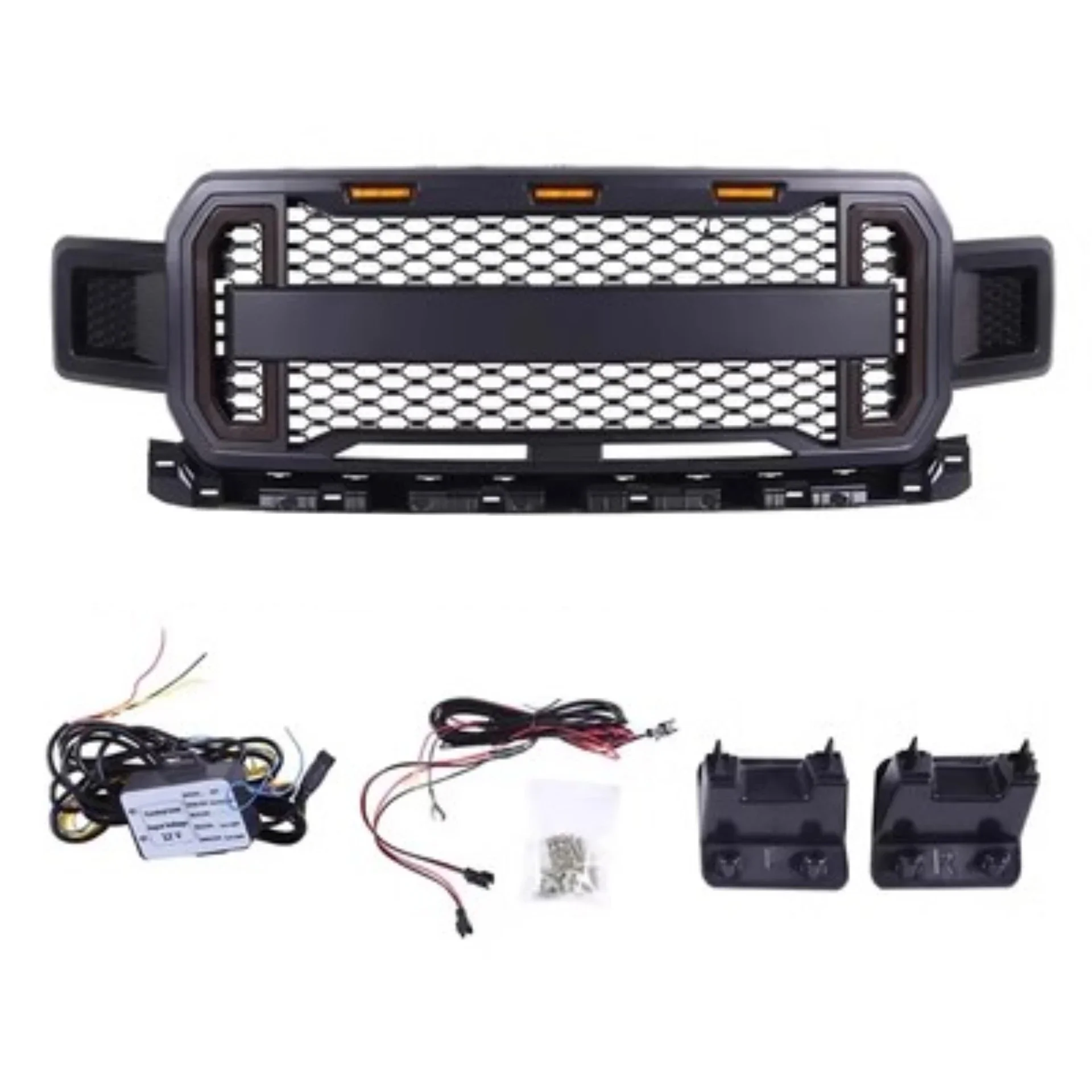 Body Kit Front Grille with Led Light Grill Grid Radiator for Ford F150 Raptor 2018-2020 Convert New Style Net Auto Accessories