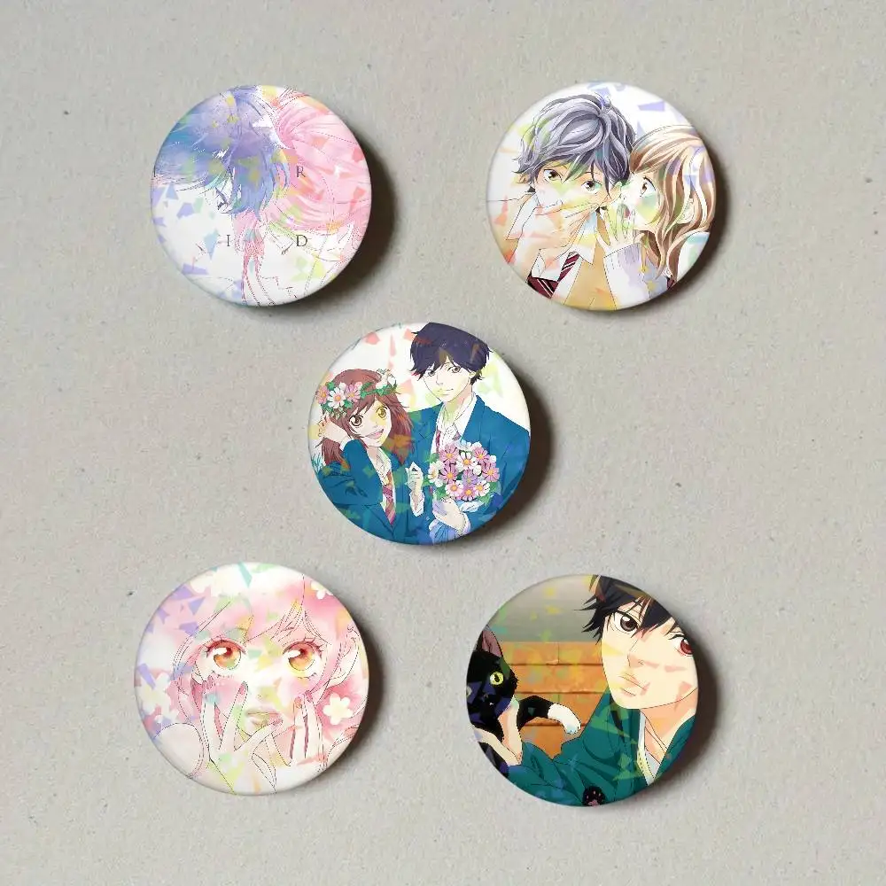Anime Blue Spring Ride Button Pins Backpack Clothing Decor Brooch Cartoon Science Fiction Badge Laser Jewelry Gifts for Kids