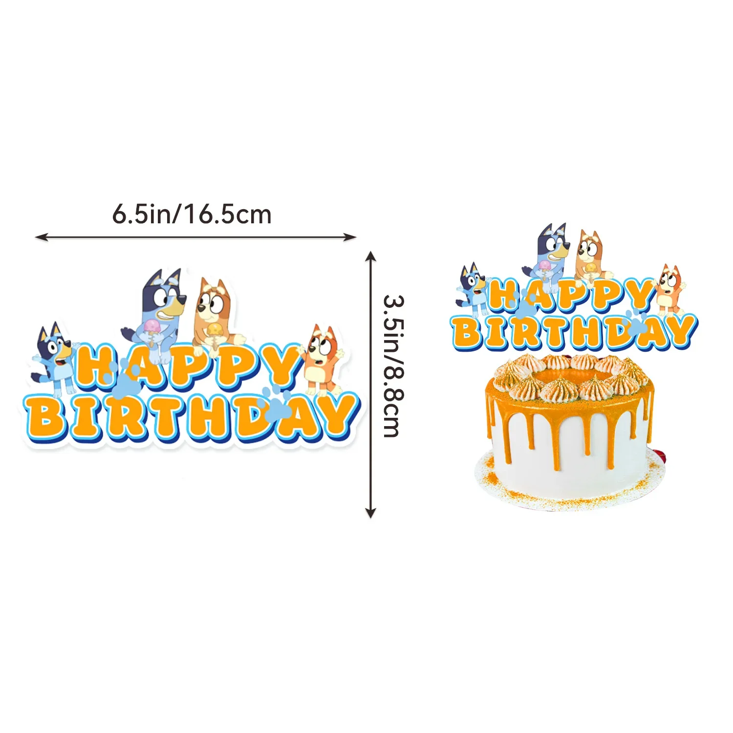 Hot Cartoon Bluey family Dog Birthday Party Supply Disposable Banner Cake Topper Hanging Flag Balloons Set Birthday Decorations