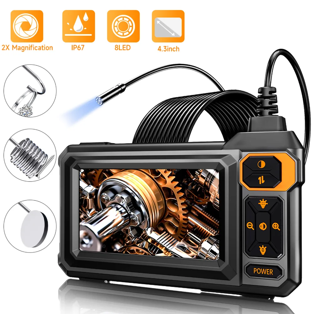 

Industrial Endoscope Camera 4.3inch IPS Screen Sewer Pipe Inspection Camera IP67 Waterproof Probe Borescope for Car Repair