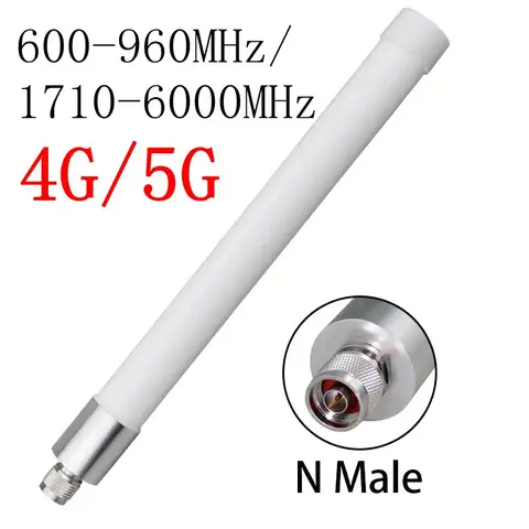 전 대역 모뎀 라우터 안테나, 무지향성 고이득 N-헤드 유리 섬유 안테나, 2G 3G 4G 5G LTE 안테나, 600-960MHz, 1710-6000MHz