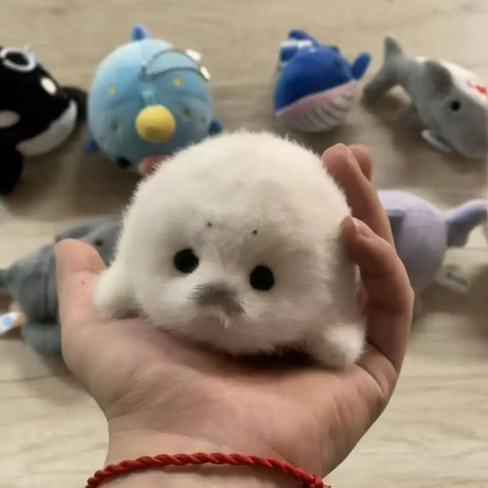 Ocean Animal Seal Plush Soft Fluffy Bag Pendant Seal Stuffed Doll Palm Sized Mini Seal Keychain Home Decoration