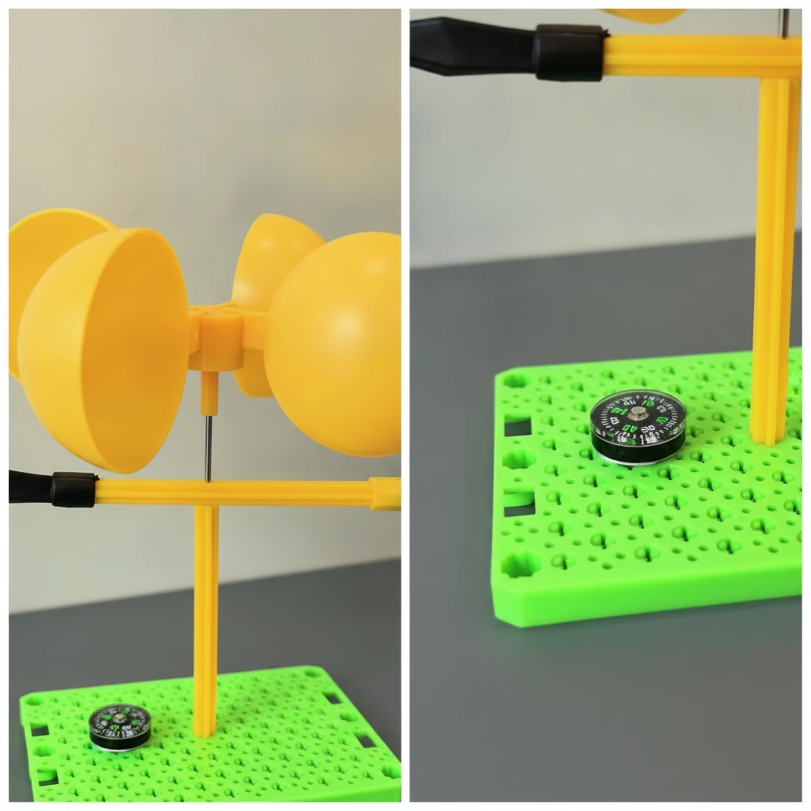 Weather Station Model with Compass Educational Combined Wind Vane and Anemometer Kit Anemometer with Wind Cups DIY Tabletop
