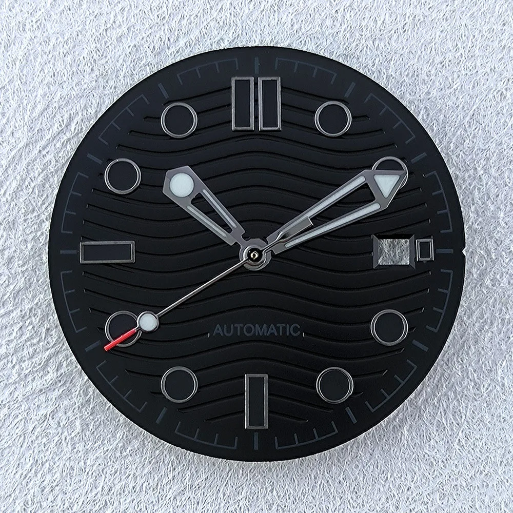 NH35 الطلب 32 مللي متر شعار مخصص الطلب صالح NH35/NH سلسلة الحركة اليابانية الأخضر مضيئة ساعة عالية الجودة تعديل الملحقات