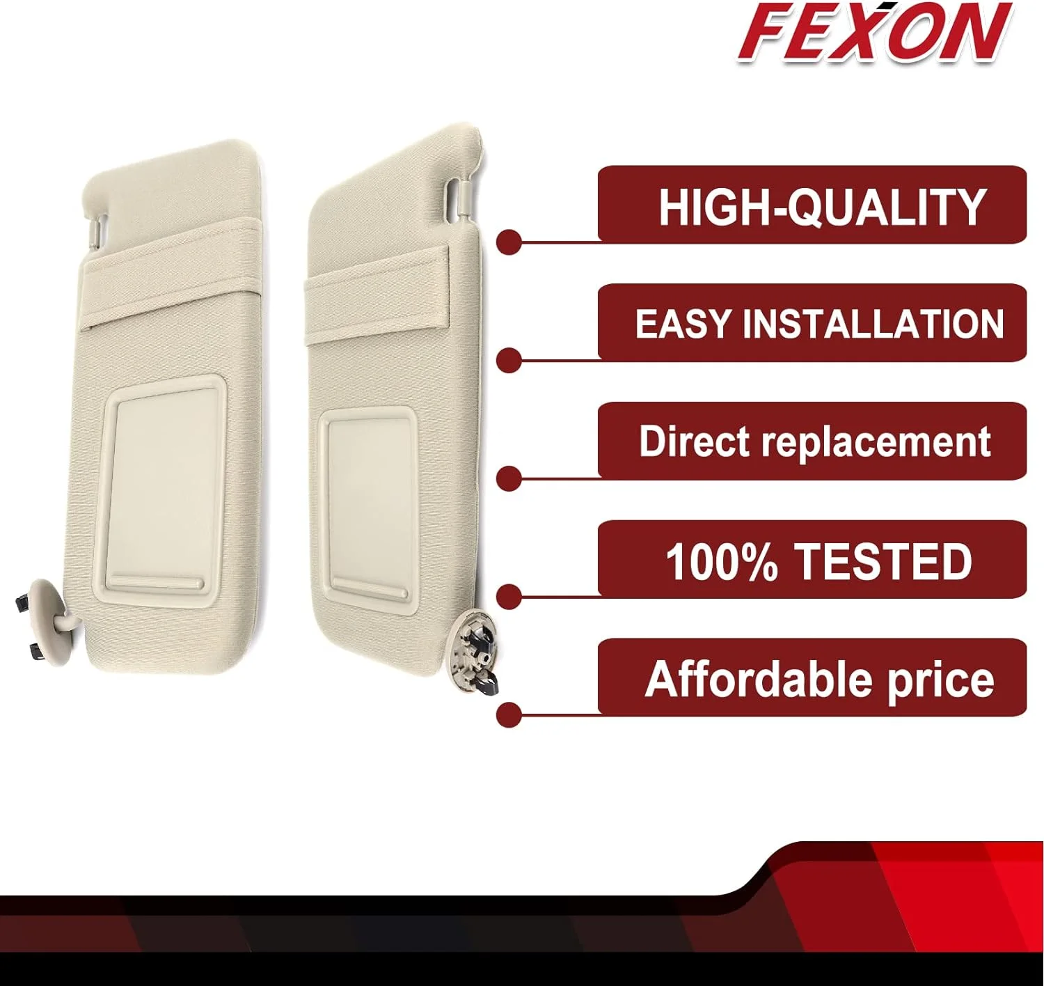 

FEXON Sun Visor Left Driver Right Passenger Side Compatible With 2007-2011 Toyota Camry and Without Sunroof and Light