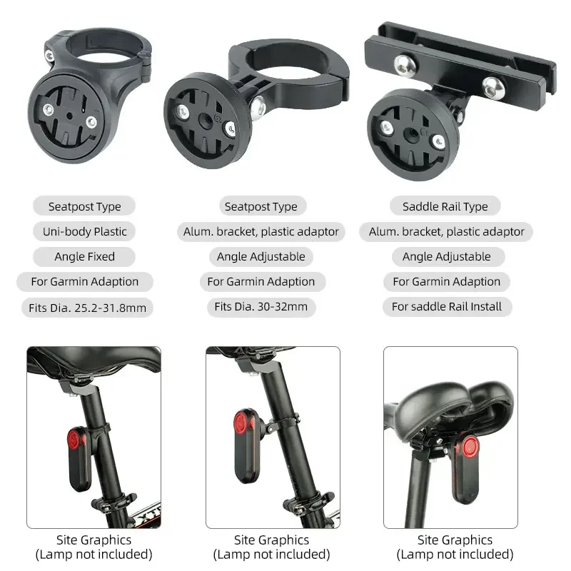 Bicycle Saddle Rail Mount Rear LED Lamp Seatpost Stand for Garmin Varia Radar Rearview RTL510 515 500 Magene L508