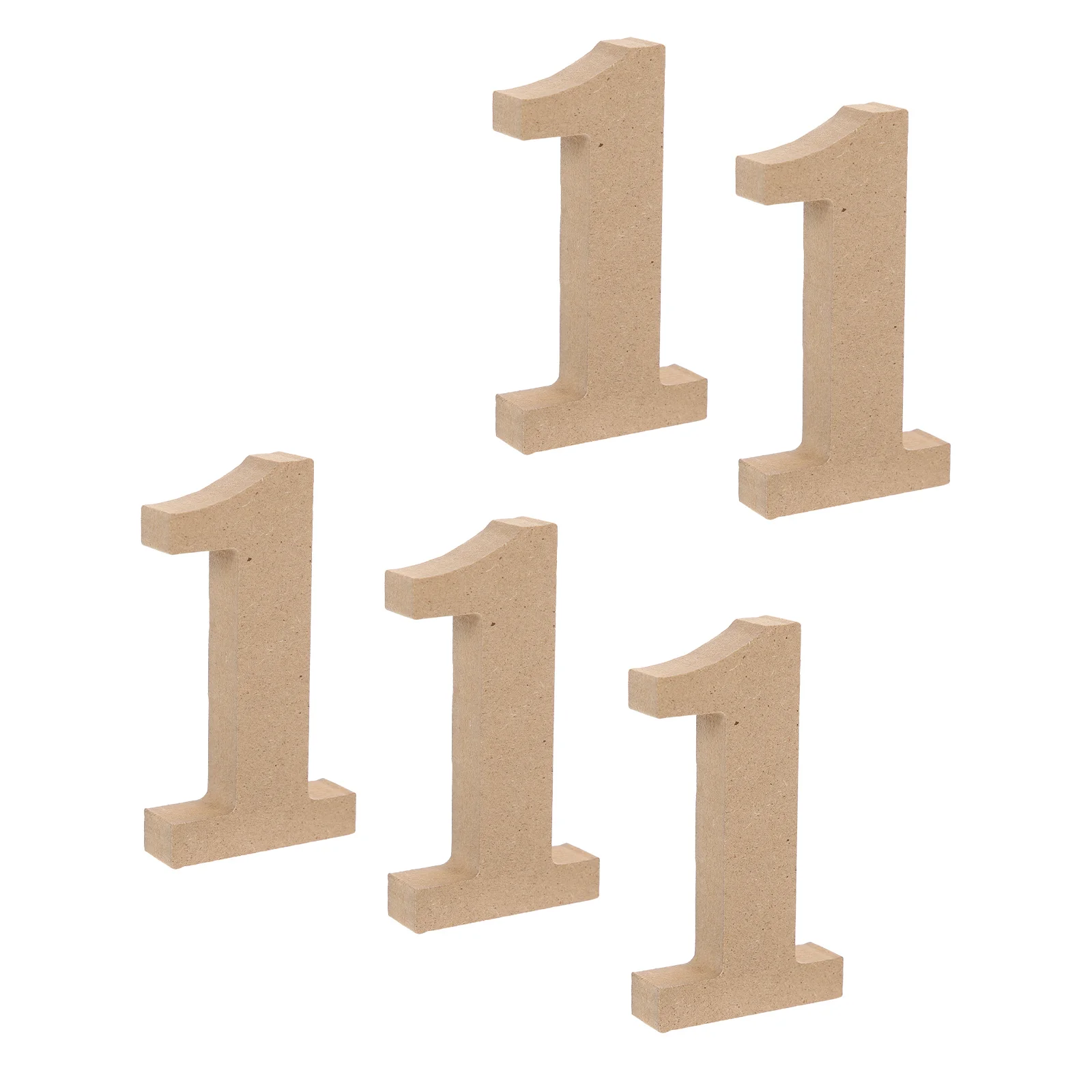 5 Pcs Wooden Numbers Table Decor Wear-resistant Household Desk Decors Craft Party Home Accessory Emblems